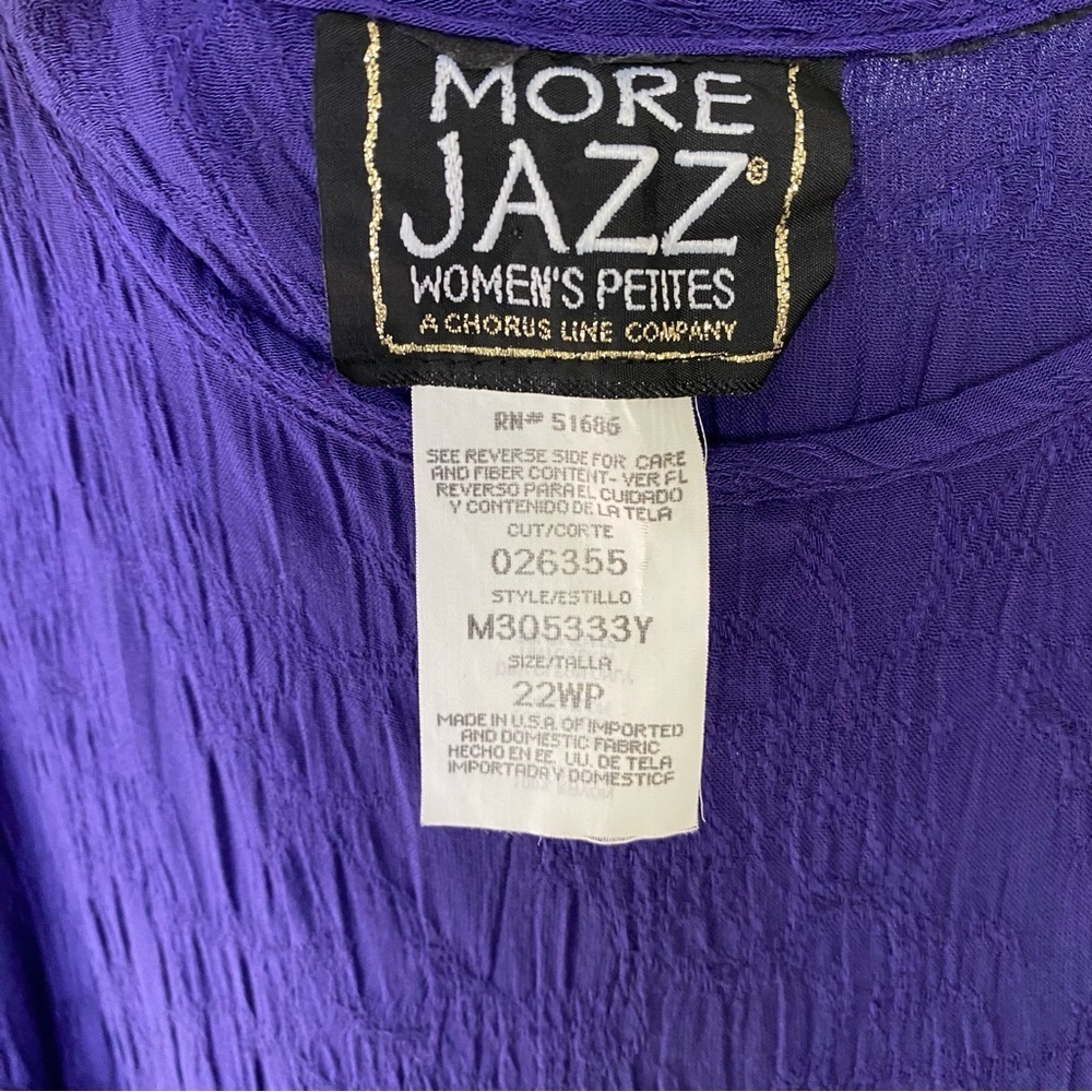 VTG More Jazz Dress Petite Sz 22 Purple Textured Sleeveless Feminine 80s - Picture 5 of 8